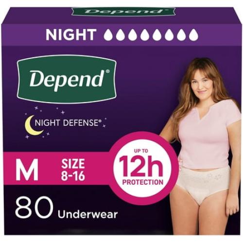 80 Count Medium Depend Night Defense Adult Diapers, Incontinence & Postpartum