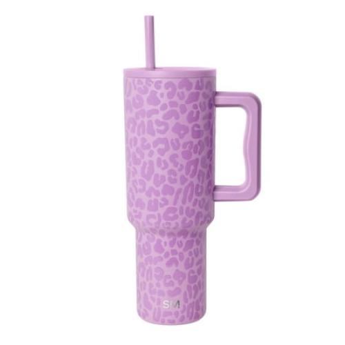 Simple Modern 40 fl oz Insulated Stainless Steel Trek Tumbler with Straw Lid | Electric Lavender Leopard ( See Pictures )