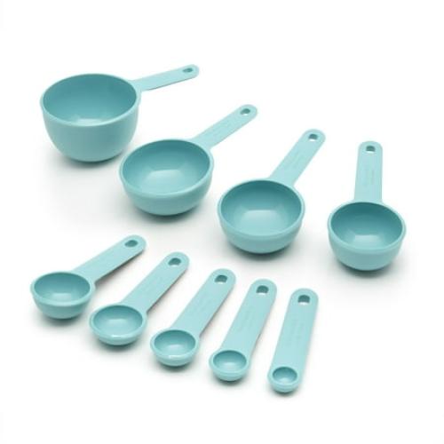 2 Pack....KitchenAid  Plastic Measuring Cups and Spoons Set Blue Aqua Sky