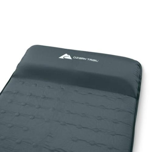 Ozark Trail Self-Inflating Camp Pad with Pillow - Grey, Adult, 78 L x 25 W x 2 H