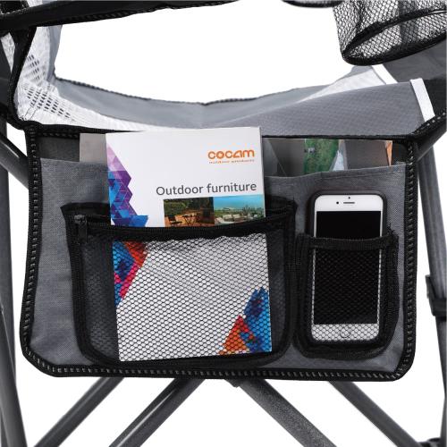 ALPHA CAMP Oversized Mesh Back Camping Folding Chair Heavy Duty Support 350 LBS Collapsible Steel Frame - Black Grey