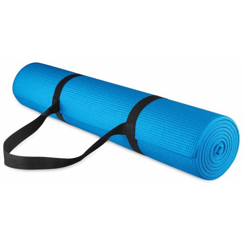 Fitvids All-Purpose 1/4-Inch High Density Anti-Tear Exercise Yoga Mat with Carrying Strap Blue
