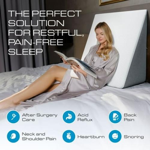 Kolbs Extra Wide Bed Wedge Pillow with Memory Foam Top for GERD and Acid Reflux, Stylish Jacquard Cover, (Extra Large 12 Height (31 x 33 x 12), Multi-Color