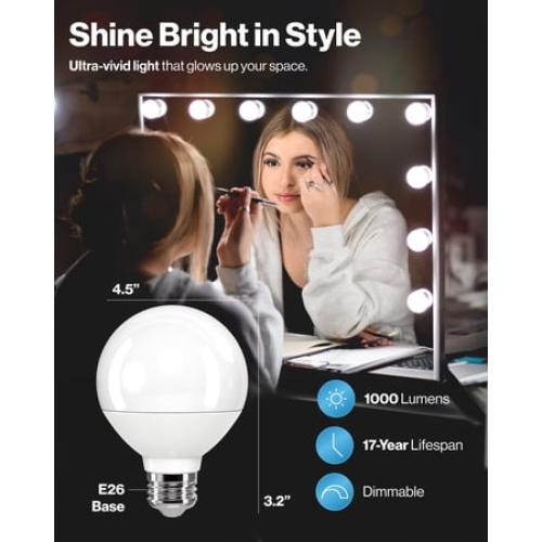 Sunco 4 Pack Vanity Globe Light Bulbs G25 LED for Bathroom Mirror, High Output 1000 LM, 100W Equivalent 11W, 3000K Warm White, Dimmable, E26 Base, Round Frosted Decorative Bulb.