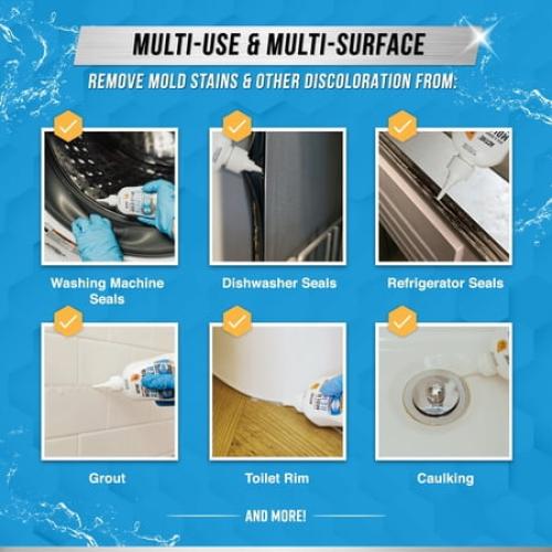 Active Mold Stain Remover Gel Cleaner, Heavy Duty Cleaning Solution for Washing Machine Seals and Bathrooms, 7 fl oz, 1 Pack