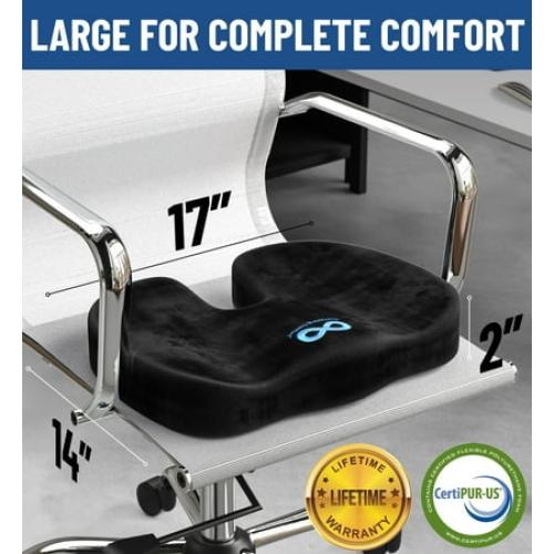 Everlasting Comfort Memory Foam Seat Cushion, Ergonomic U-Shaped Design, Tailbone Pain Relief, ***Black***