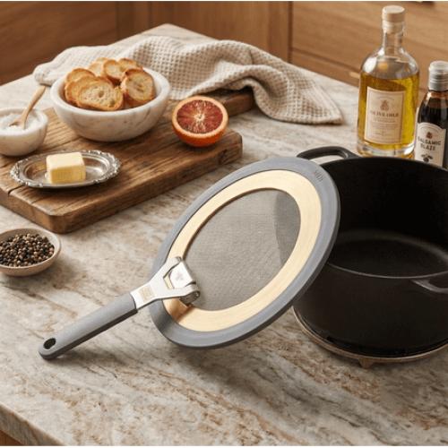 MIU Silicone Stainless Steel Dual-Material Edge Fine Mesh Core Splatter Guards with 2-Piece Set