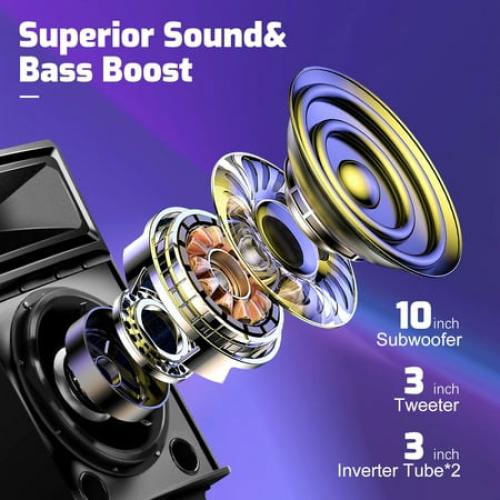 Karaoke Machine with 2 Wireless Microphones, Bluetooth Speaker, Portable PA System - Karaoke, FM Radio, 12 Woofer Included for Party