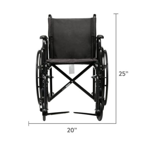 Equate Lightweight Foldable Steel Wheelchair with 18 Seat and Swing-Away Footrests, 350 lb Capacity
