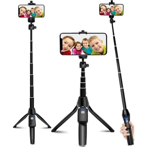 BZE Extendable 40 inch Extendable Selfie Stick Tripod with Wireless Remote, Black