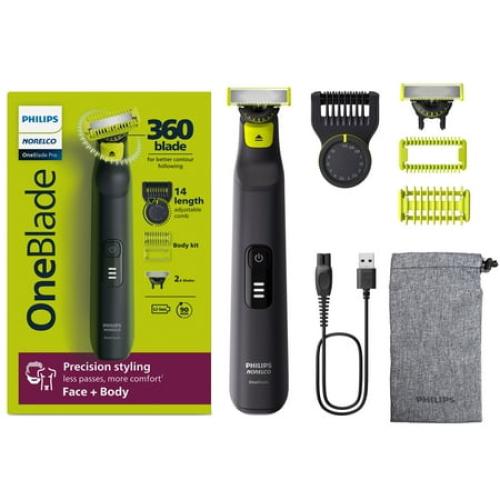 Philips Norelco Oneblade 360 Pro Hybrid Face & Body Men's Rechargeable Electric Shaver QP6542/70