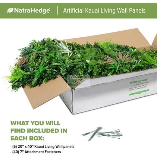 NatraHedge Artificial Kauai Living Wall Vertical Garden for Outdoor Hedge Installments or Indoor Decor (5 Pack) 28 SQF