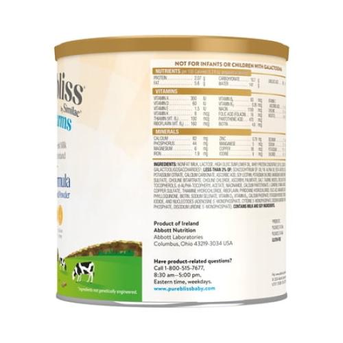 Pure Bliss by Similac Irish Farms Powder Baby Formula, Easy to Digest, 24.7-oz Can, Pack of 4