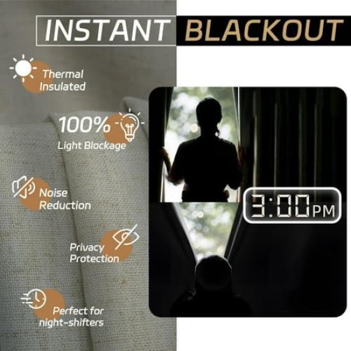 Size 108 inches Color Grey DriftAway 100% Blackout Natural Linen Curtains for Bedroom 108 Inches Long Double Layer Drape Farmhouse Thermal Insulated 3 Inch Rod Pocket Back Tab Full Light Blocking