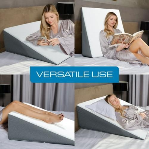 Kolbs Extra Wide Bed Wedge Pillow with Memory Foam Top for GERD and Acid Reflux, Stylish Jacquard Cover, (Extra Large 12 Height (31 x 33 x 12), Multi-Color