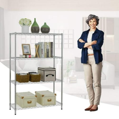 BestOffice 4 Shelf Wire Shelving,Height Adjustable Metal Shelving,for 1000 LBS Capacity,Chrome