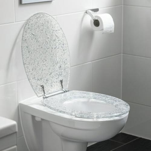 Navaris Clear Round Polyresin 16.5L x 14.2W D Shape Toilet Seat, 1 Piece