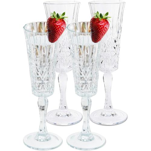 BELLAFORTE - Shatterproof Tritan Plastic Champagne Flute Clear, 6oz, set of 4 Myrtle Beach Dishwasher Safe Plastic Champagne Glasses - Glassware for indoor and Outdoor Use, BPA Free