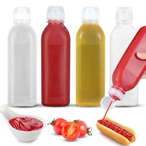 Zlxtxpor Condiment Squeeze Bottles Squeeze Bottles for Sauces Olive Oil Dispenser Ketchup Bottles Squeeze 4-Pack 17 oz (500ml) Salad Dressing Bottles Great for Ketchup Salad BBQ (17oz 4 fpack)