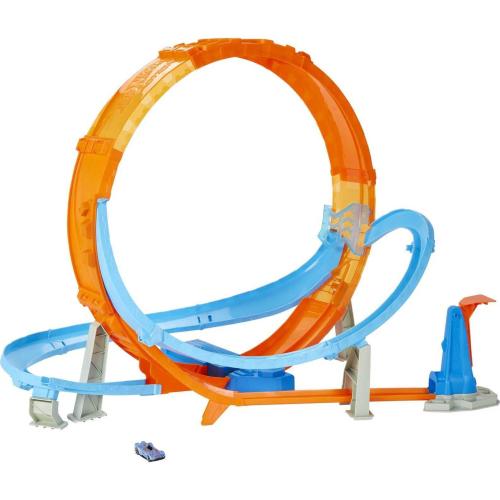 Hot Wheels Toy Car Track Set Massive Loop Mayhem with 1:64 Scale Car 28-inch Tall Loop Powered by Motorized Booster