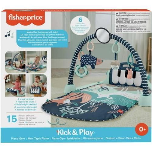 Fisher-Price Baby Gym Playmat With Kick & Play Piano And Tummy Time Toys, Navy Fawn