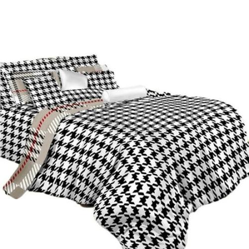 Twin Size Duvet Cover Sheets Set - Houndstooth Check