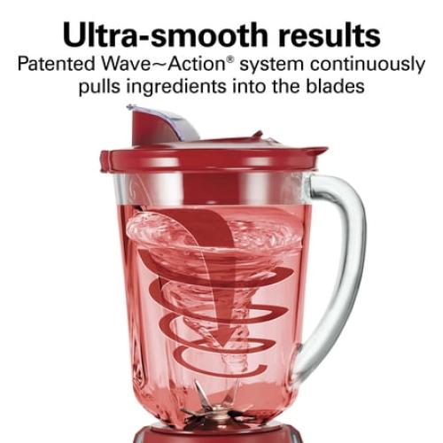 Hamilton Beach Wave Action Quiet Blender, 48 oz. Glass Jar, 12 Blending Functions, Red, MISSING CONTAINER