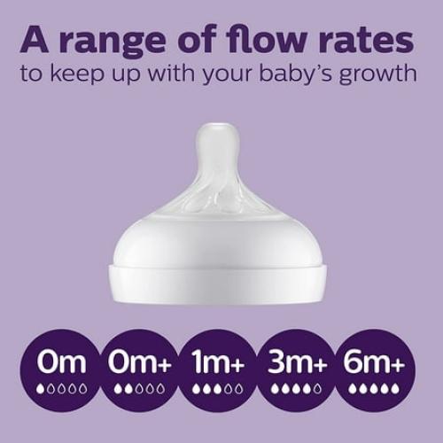 Philips AVENT Natural Baby Bottle with Natural Response Nipple, Clear, 9oz, 4pk, SCY903/04 9 ounces (4 Pack) Clear