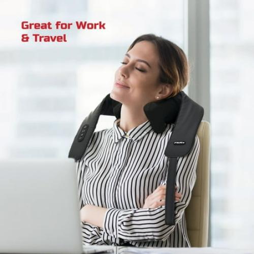 FitRx Shiatsu Pro Shiatsu Back and Neck Massager, Cordless Heated Neck and Shoulder Massager