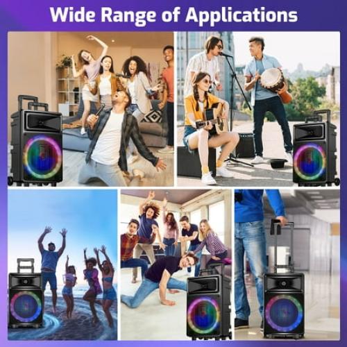 Karaoke Machine with 2 Wireless Microphones, Bluetooth Speaker, Portable PA System - Karaoke, FM Radio, 12 Woofer Included for Party