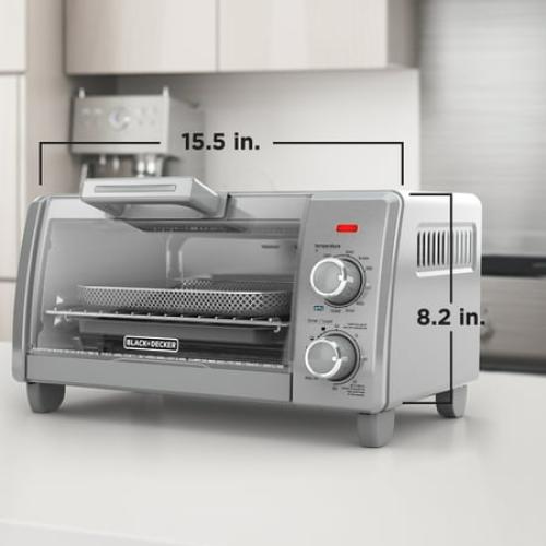 BLACK DECKER Crisp ‘N Bake Air Fry 4-Slice Toaster Oven, Silver & Black, TO1787SS