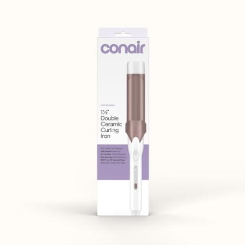 Conair Double Ceramic 1-1/4 Curling Iron, 5 LED Heat Settings, 1 Count