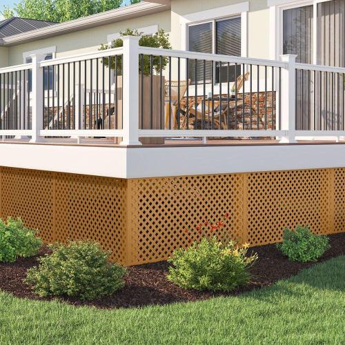 4 ft. x 8 ft. Sierra Cedar Privacy Diamond Vinyl Lattice Panel - Framed