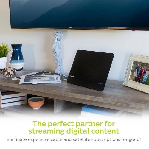 Indoor HDTV Antenna with Signal Finder, Long Range Antenna, Signal Booster Amplifier, VHF UHF 1080P 4K Ultra HD