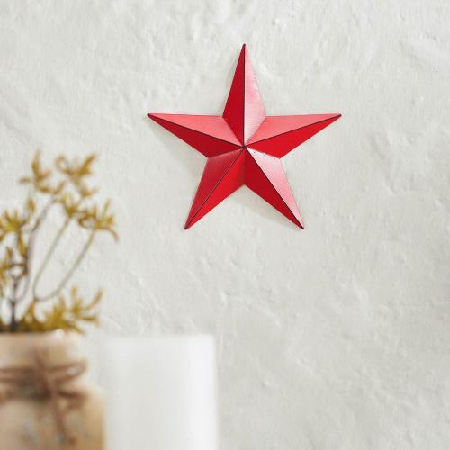 1-Piece 8 in. x 8 in. Barn Red Distressed Metal Star Wall Decor
