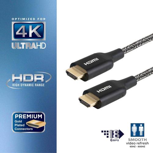 4 ft. 4K HDMI 2.0 Cable with Ethernet and Gold Plated Connectors in Black