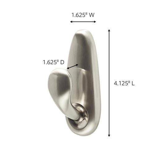 Forever Classic Large Metal Hooks, Brushed Nickel, Damage Free Decorating, 2 Hooks