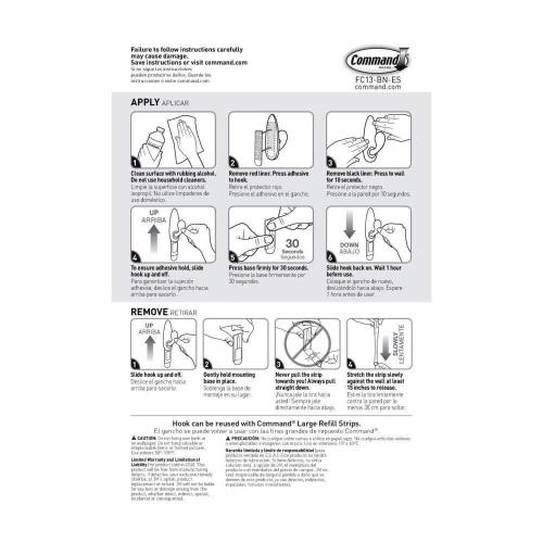 Forever Classic Large Metal Hooks, Brushed Nickel, Damage Free Decorating, 2 Hooks