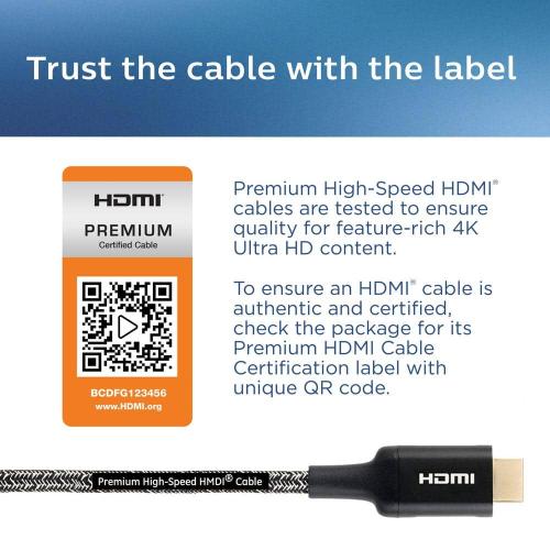 4 ft. 4K HDMI 2.0 Cable with Ethernet and Gold Plated Connectors in Black
