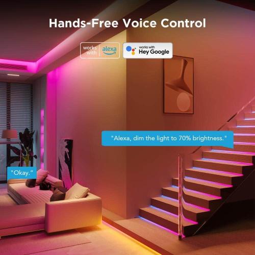 RGBICW 24.6 ft. Smart Plug-in Dimmable Uncuttable Color-Changing Integrated LED Strip Light (1-Pack)