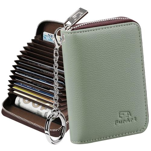 FurArt Credit Card Wallet Zipper Card Cases Holder for Men Women RFID Blocking KeyChain Wallet Compact Size