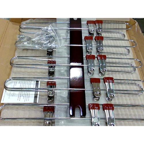 MORALVE Skirt Hangers Space Saving - European Beechwood Shorts Hangers & Skirt Hangers - Women Space Saving Skirt Hangers with Clips - Closet Organizers & Storage 5 Tier Skirt Hanger Skirt Organizer 2 Pack Black