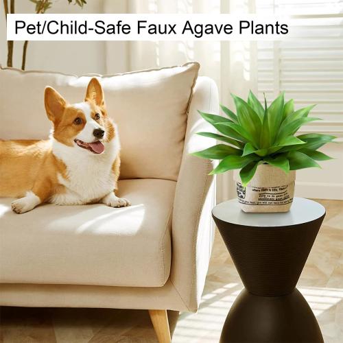 Velener Fake Agave with Burlap Bag Artificial Plant Outdoor Agave - Fake Agave Plants for Indoor and Outdoor Decor(16 Inch)