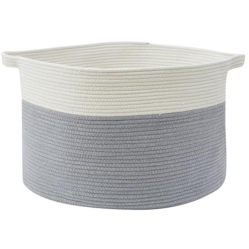 Extra Large Cotton Rope Storage Basket Bin with Handles,
