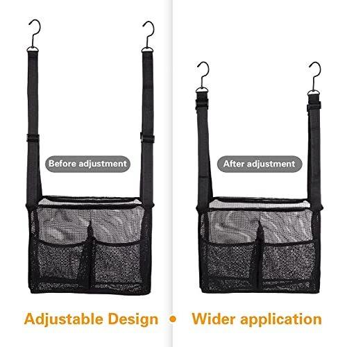 GGMOVE Hanging Mesh Shower Caddy College with Hooks Bath Baskets Organizer Storage with 4 Pockets for College Dorm Rooms Gym Swimming and Travel (Black)
