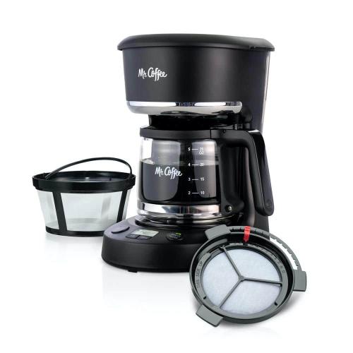25 oz. 5-Cup Black Mini Brew Programmable Drip Coffee Maker with Brew Now or Later and Water Filtration.(Broken, See The Picture)