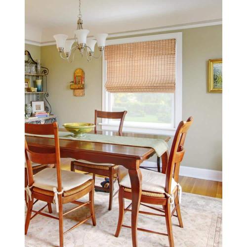 Premium True-to-Size Brown Squirrel Cordless Light Filtering Natural Woven Bamboo Roman Shade – 34 in. W X 48 in. H