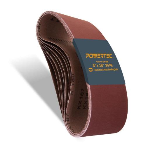 Pack of 20 Size 3 in. x 18 in. 40/60/80/120-Grits Aluminum Oxide Sanding Belts Assortment for Portable Belt Sander (20-Pack)