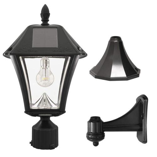 Baytown II Bulb 1-Light Black LED Outdoor Solar Post Light with Wall Sconce and Pier Base Mount Options