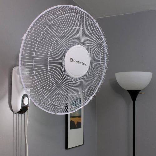 16 in. White Oscillating 3-Speed Wall-Mount Fan with Adjustable Tilt
